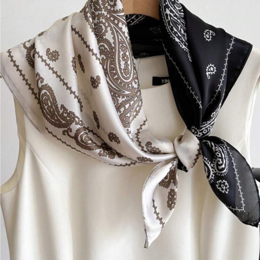 Two-Toned Black and White Paisley Wrap